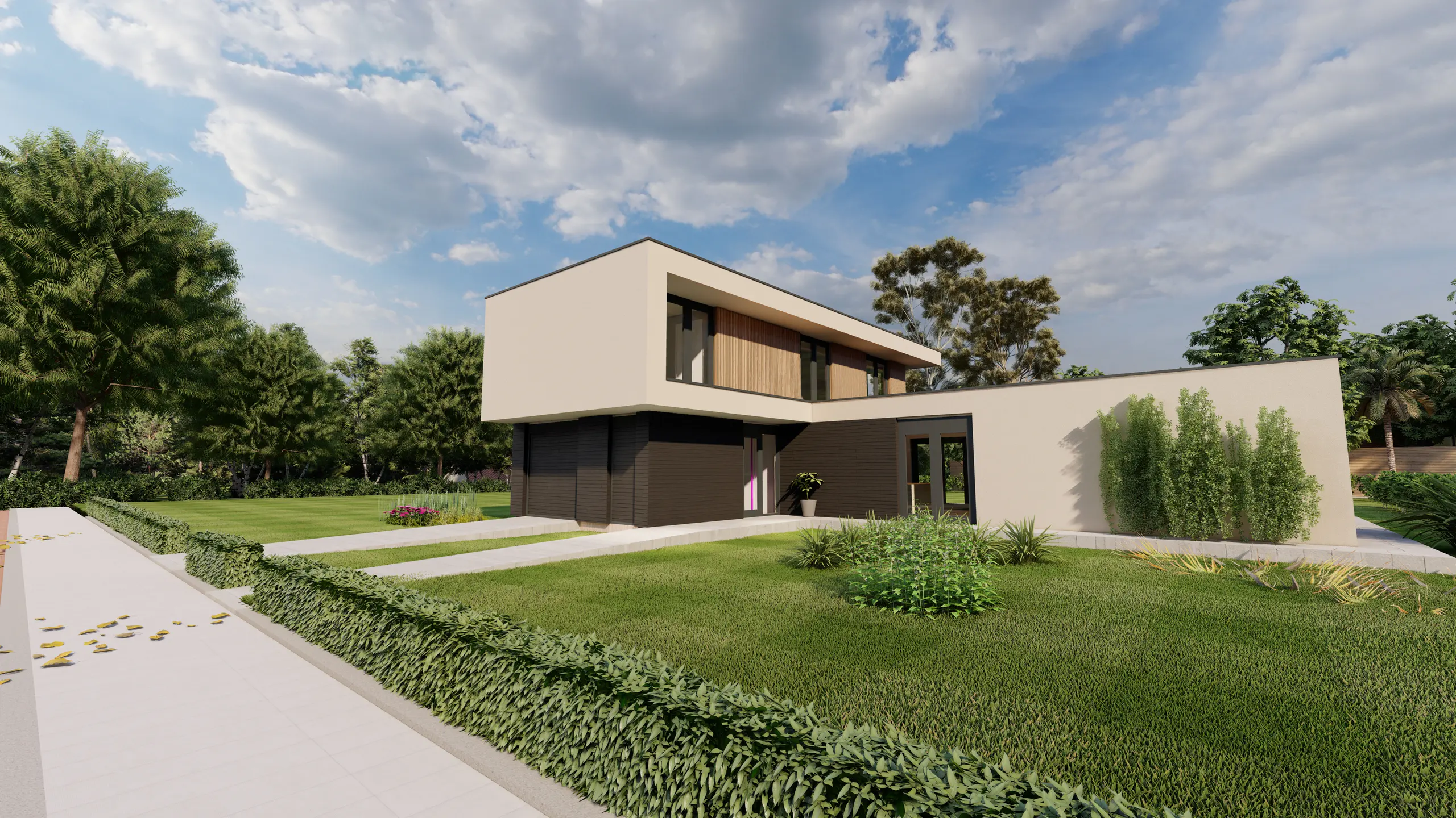 Ontwerpimpressie van een moderne villa