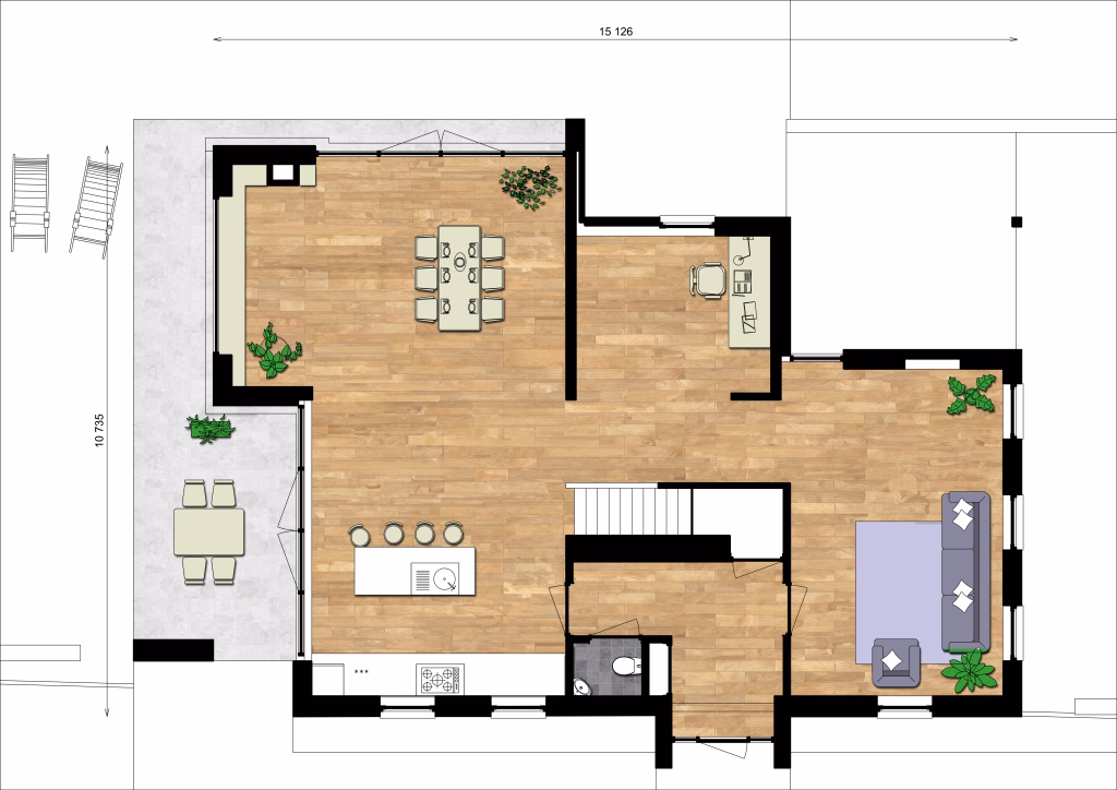 Prefab villa plattegrond veldzicht