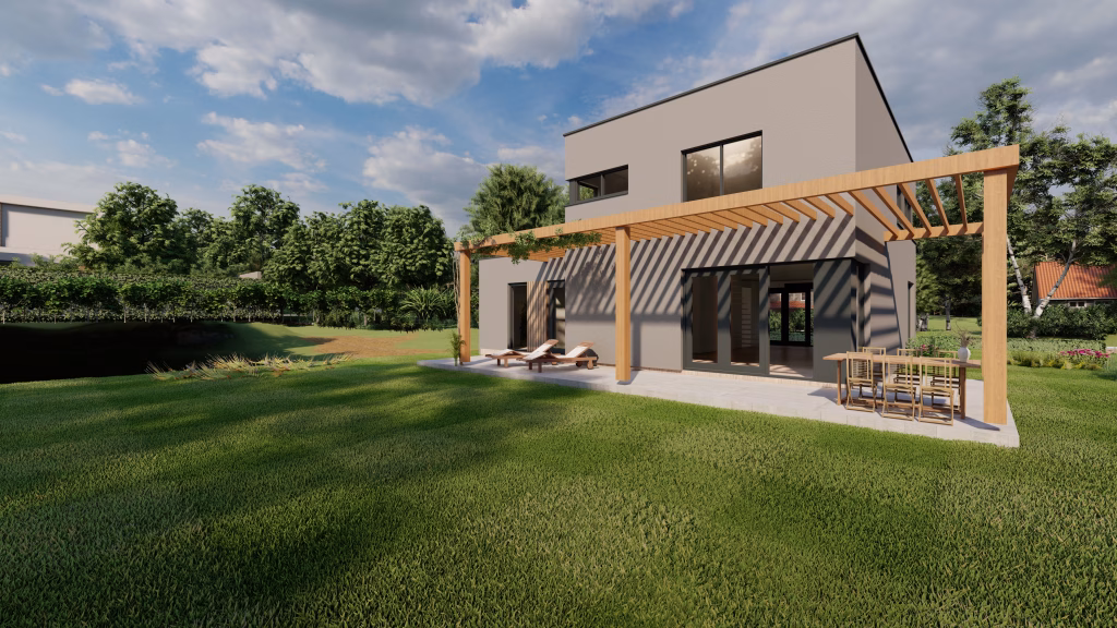 Prefab woning achterzijde